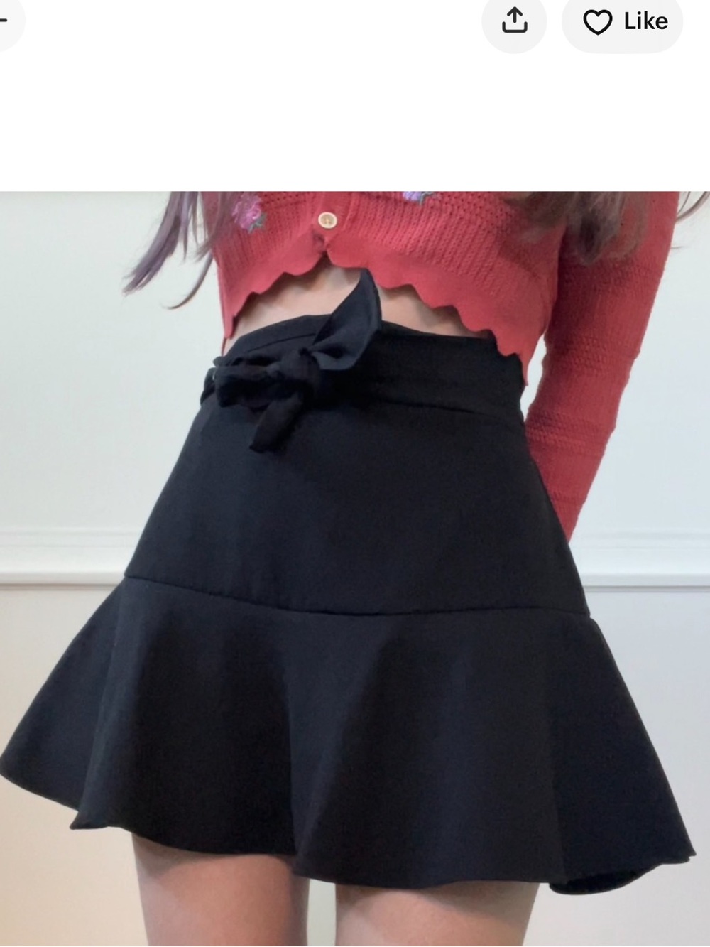 Zara Black Tie-Waist Circle Skirt